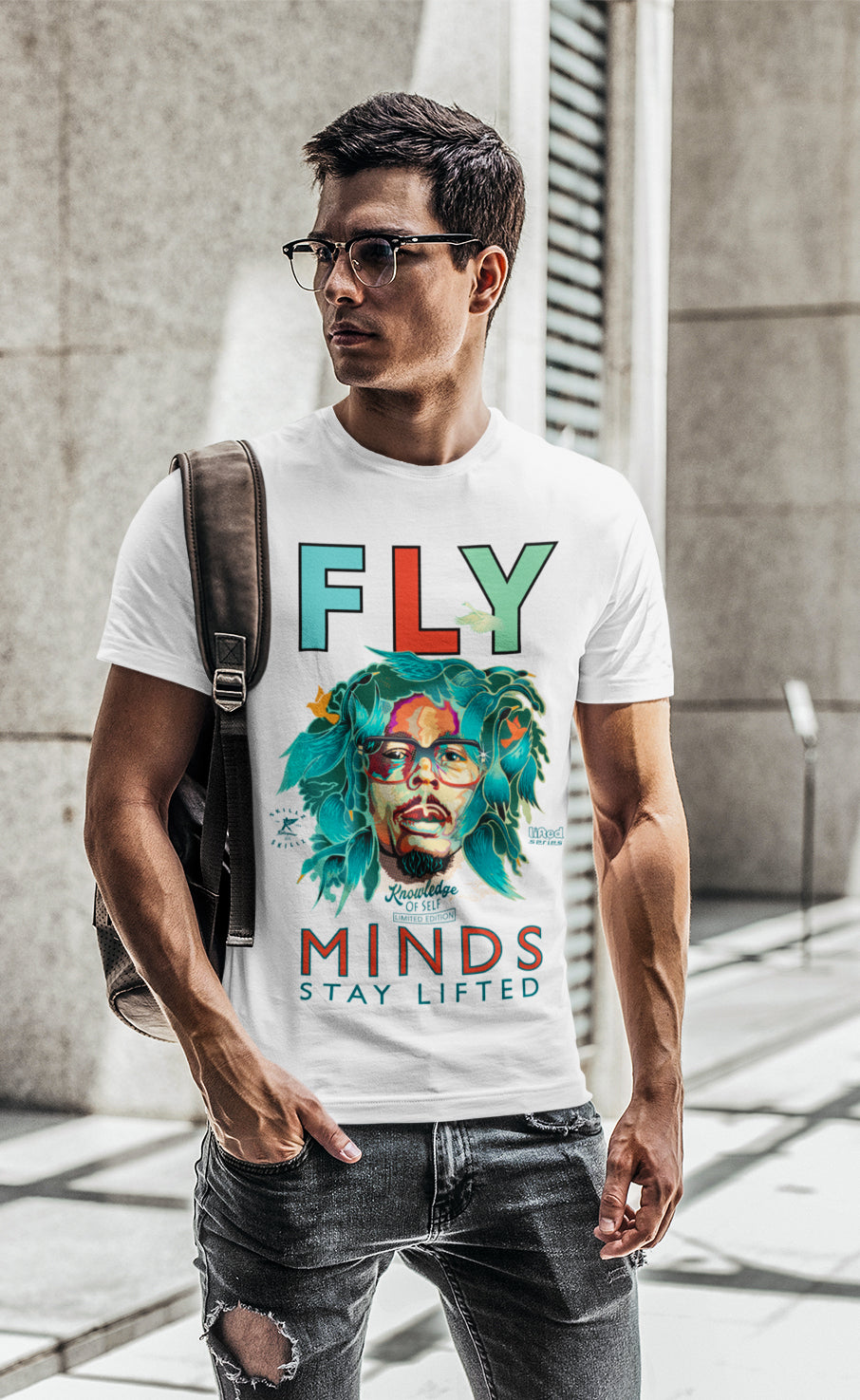 "Fly Mindz Retro White" Limited Edition Uni-Sex Tee