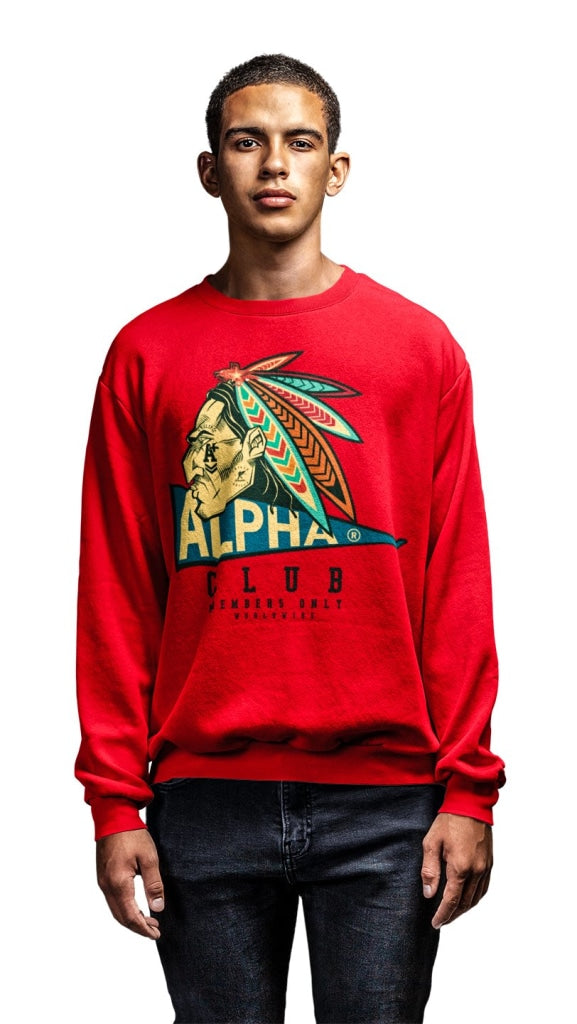 Native Alpha Crewneck Sweatshirts Small / Red Apparel & Accessories